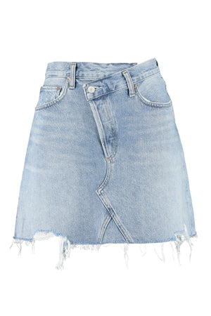 Criss Cross denim mini skirt-0